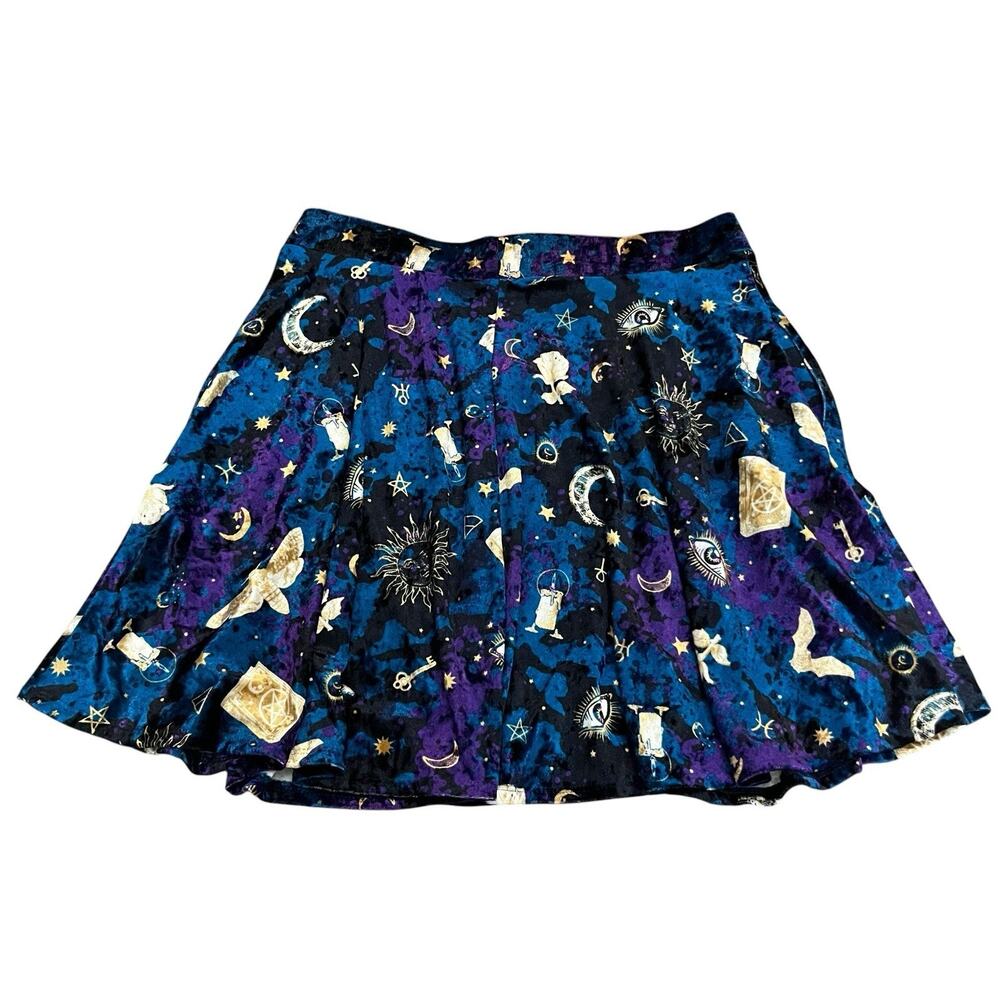 Hot Topic Midnight Hour Witchy Mini Skirt Large Celestial Goth Halloween Flared